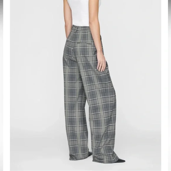 Anine Bing Carrie Pants GREY PLAID Women’s Size 36